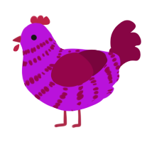 Big Night Out, a amethyst and maroon chicken with a bar pattern