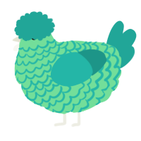 A spring and turquoise chicken with a lace pattern