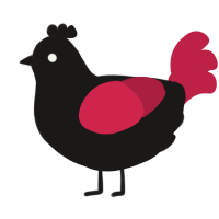 Crims, a sable and crimson chicken
