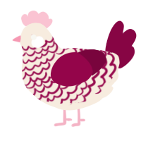 A cream and maroon chicken with a lace pattern