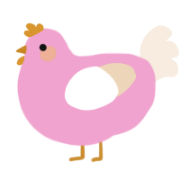 A pink and cream chicken
