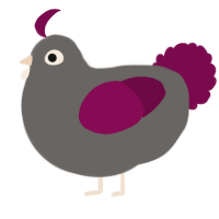A grey and wine chicken