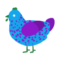 Sour Candy, a sky and violet chicken with a speckle pattern
