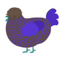 Can, a bark and indigo chicken with a lace pattern