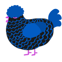 A sable and ultramarine chicken with a lace pattern