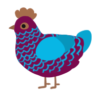 A wine and cerulean chicken with a lace pattern