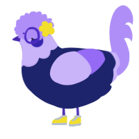 A navy and lilac chicken with a head pattern