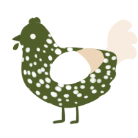 A olive and cream chicken with a speckle pattern