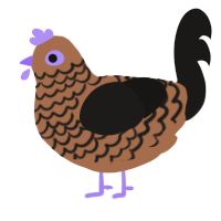 A brown and sable chicken with a lace pattern