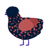 A tumblr and red chicken with a speckle pattern