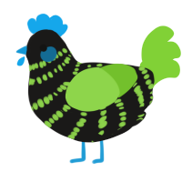 A sable and grass chicken with a bar pattern