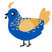 Zeppelin, a ultramarine and honey chicken with a half-lace pattern
