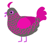 Highlighter, a grey and fuchsia chicken with a lace pattern