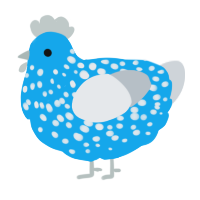 A sky and mist chicken with a speckle pattern