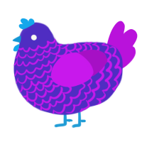 Neon, a indigo and amethyst chicken with a lace pattern