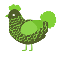 A olive and grass chicken with a lace pattern