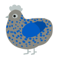 A ash and ultramarine chicken with a speckle pattern