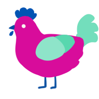 A fuchsia and mint chicken