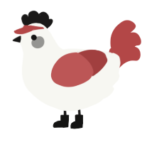 Yi Xi, a white and red chicken