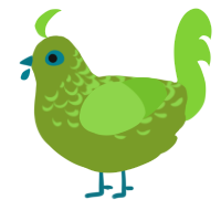 A chartreuse and grass chicken with a half-lace pattern