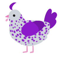 A mist and violet chicken with a speckle pattern