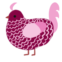 A maroon and pink chicken with a lace pattern