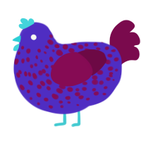 A indigo and wine chicken with a speckle pattern