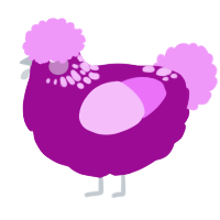 A plum and lavender chicken with a neck-speckle pattern