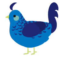 A sapphire and navy chicken with a half-lace pattern