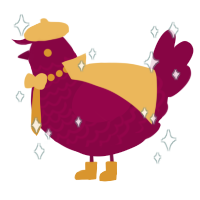 A maroon chicken with a lace pattern