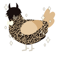 A black and beige chicken with a double-lace pattern