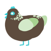 glowdirt, a bark and gluppy chicken with a neck-speckle pattern