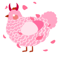 A rose chicken with a lace pattern