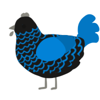 Mysterious Cavern, a sable and sapphire chicken with a lace pattern