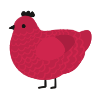 A crimson chicken with a lace pattern