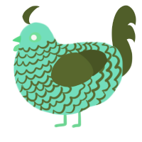 A mint and olive chicken with a lace pattern