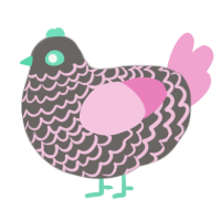 Pint, a grey and pink chicken with a lace pattern