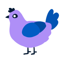 Yuyu, a lilac and ultramarine chicken
