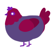 A overcast and maroon chicken with a head pattern
