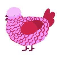 A lavender and crimson chicken with a lace pattern