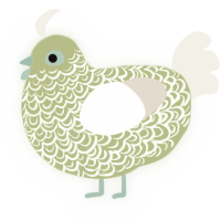 holograms, a lime and cream chicken with a double-lace pattern