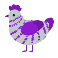 Regal, a silver and violet chicken with a bar pattern
