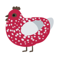 Evil Fungus, a crimson and mist chicken with a speckle pattern