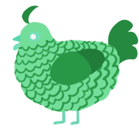 A spring and viridian chicken with a lace pattern