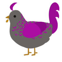 A grey and plum chicken with a half-lace pattern