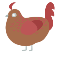 A brown and red chicken with a half-lace pattern