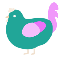 A turquoise and lavender chicken