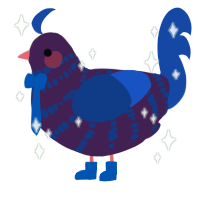 A gluppy and honey chicken with a bar pattern