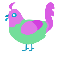 vaporwave, a spring and orchid chicken with a head pattern
