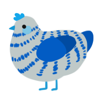 A silver and ultramarine chicken with a bar pattern